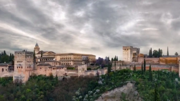aerial shot of alhambra palace in granada spain 2023 11 27 05 21 34 utc