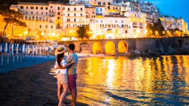 family on sunset in amalfi town in italy 2023 11 27 05 08 18 utc