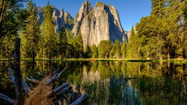 middle cathedral rock reflecting in merced river a 2023 11 27 04 59 39 utc 1